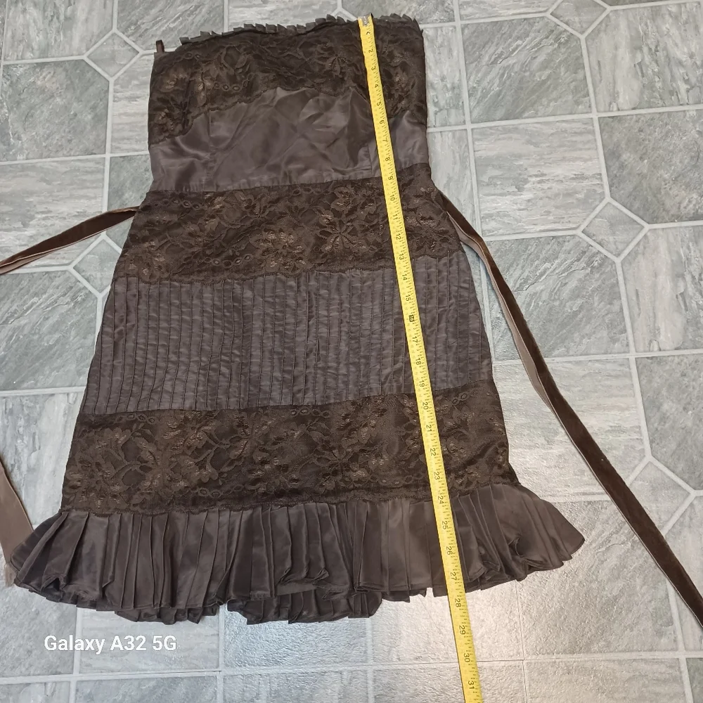 Banana Republic Women Size 4 Brown Strapless Sundress Pleated Cocktail - Picture 9 of 13